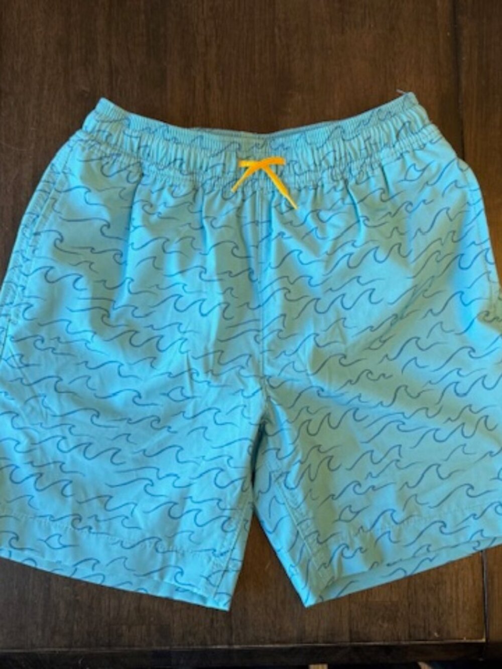 J. Crew Crewcuts Boys Meridian Blue Wave Print Swim Trunk (Size 8)